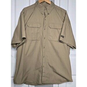 SOG Tactical Shirt Men L Short Sleeve Button Down Ripstop Workwear Flap Pocket
